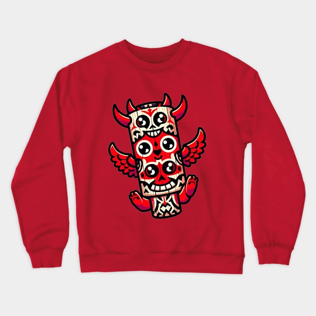 Cartoon Totem Pole Crewneck Sweatshirt by Sketchy